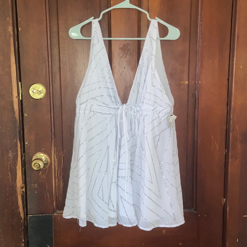 Lucy in the Sky Silver Glitter White Dress